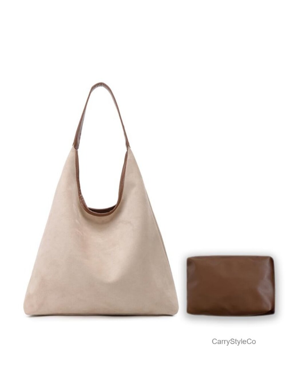 Faux Suede Tote Bag Large Capacity Everyday Shoulder Bag